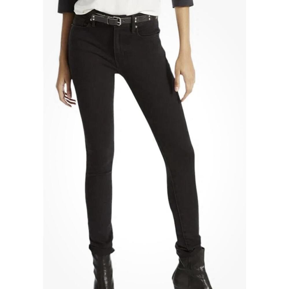 Levi's 721 High Rise Skinny Stretch Womens Size 30 Black Cotton Jeans Zip Broken